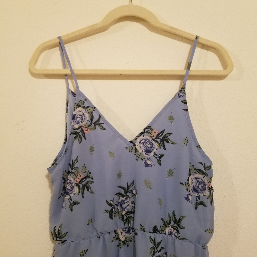 H&M Light Blue Floral Maxi Dress | Elegant Spring Wedding Prom Spaghetti Straps